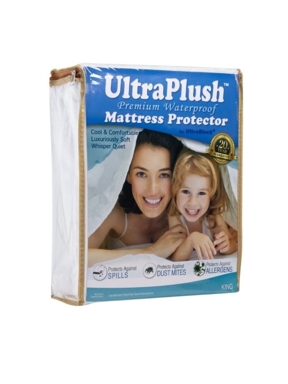 KING SIZE WATERPROOF HYPOALLERGENIC MATTRESS PROTECTOR ULTRA BLOCK ULTRA PLUSH